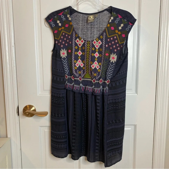 Anthropologie One September Barranco Embroidered  Navy Bohemian Blouse Tunic XXS - Picture 5 of 15